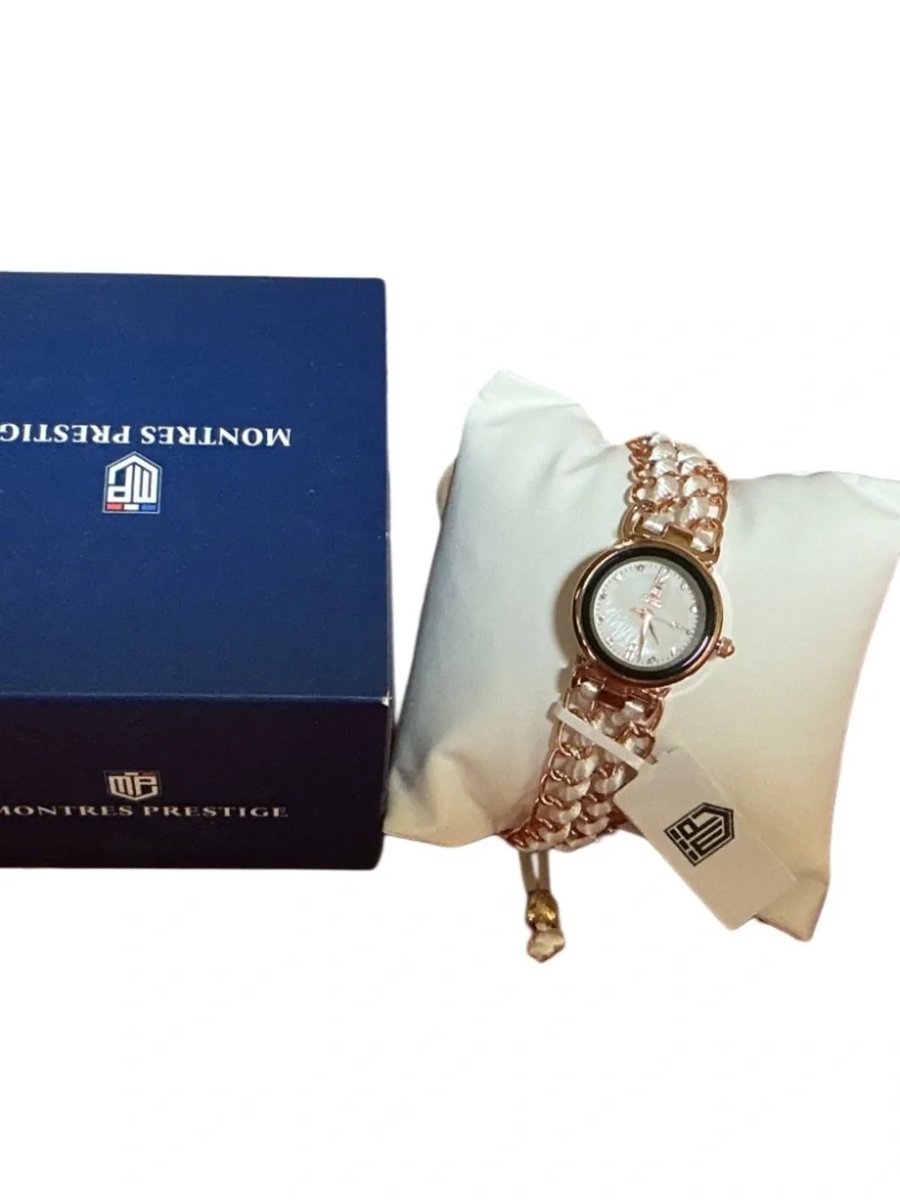 Montres Prestige Women's Rose Gold Quartz Watch MOP Dial NWT Box Works